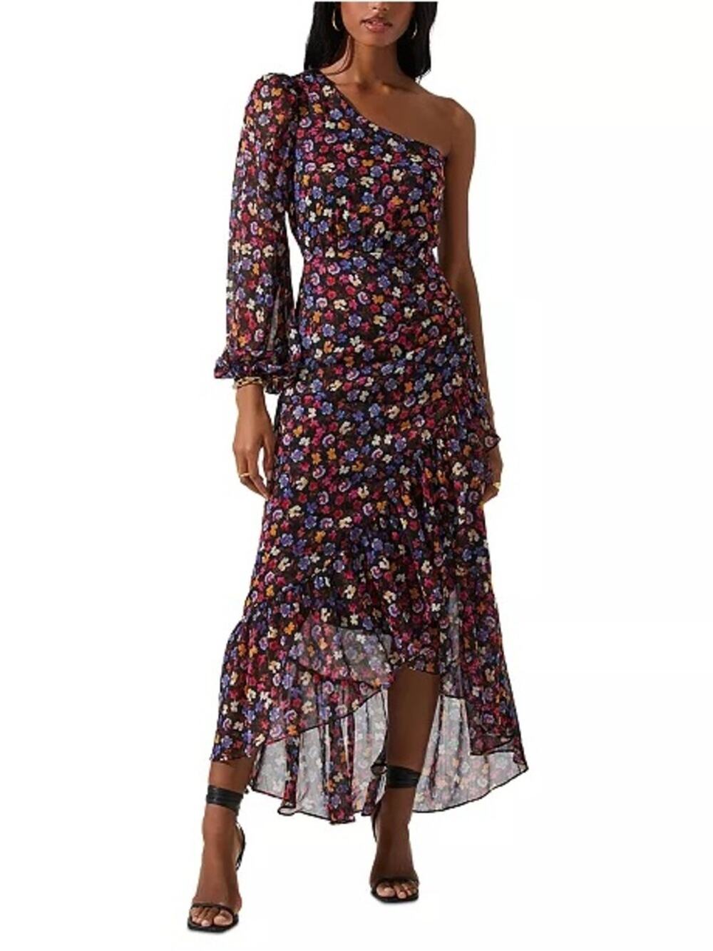 ASTR Calista Asymmetrical-Neck Midi Dress Size S Nwot